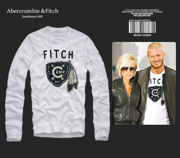 Abercrombie Fitch Hombres De Cuello Redondo Con Gente Fotos Largo Remera AF6105